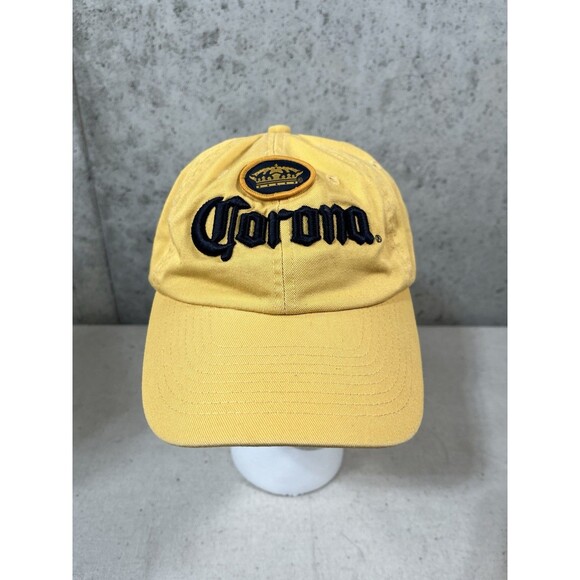 Corona Extra Beer Hat Cap StrapBack Adj. Yellow Embroidered Sim & Sons Cotton - Picture 1 of 6